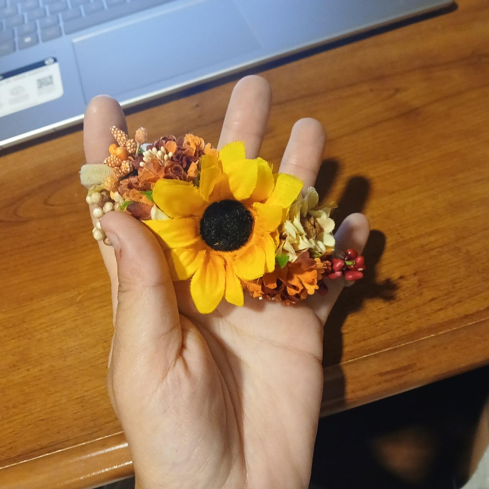 Autumn Sunflower Floral Baby Headband Fall Harvest Thanksgiving Hair Accessory